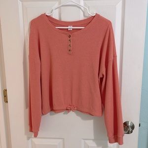 Cozy Cinched-Hem Rib Knit Top